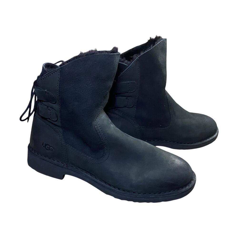 Ugg Naiyah Suede Leather Shearling Tie Back Boots - 9